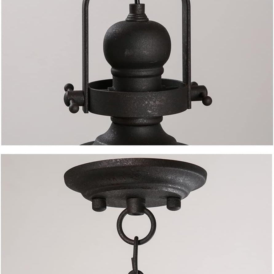 LuxRoyale Industrial Glass Pendant Light, Mid-Century Vintage Iron Dome Hanging Lamp