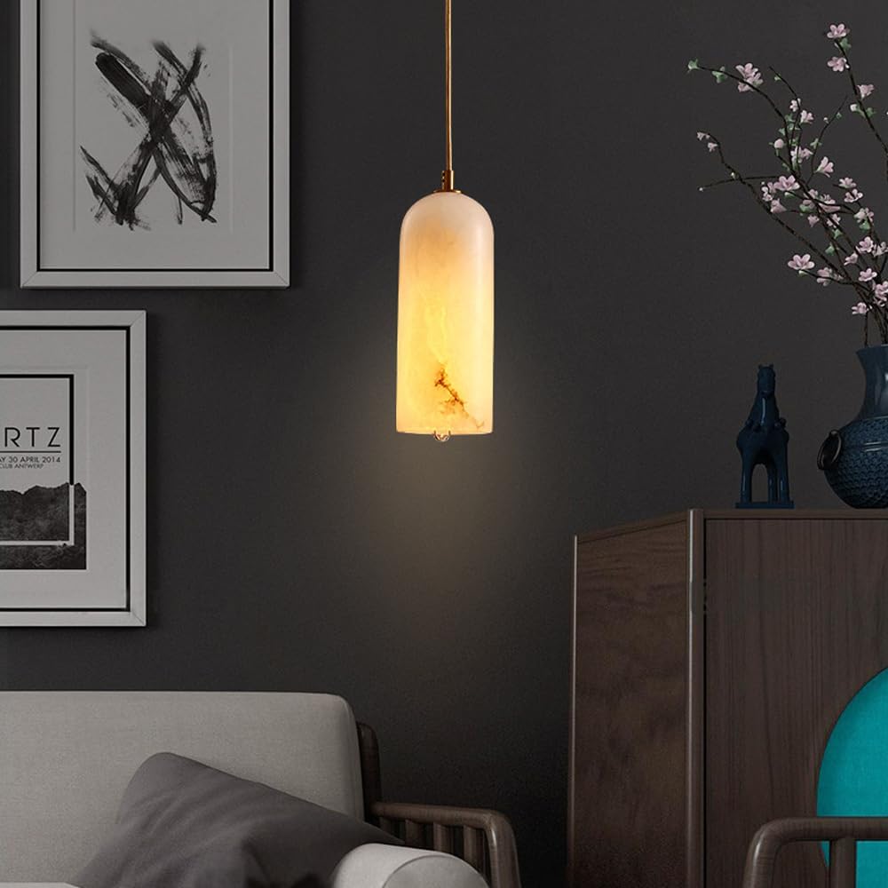 RoyaleGlow Wabi-Sabi Marble Pendant Light - Japandi Minimalist Hanging Lamp