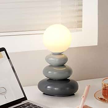 Lumora Sculptural Glazed Ceramic Table Lamp, Opal Orb Diffuser