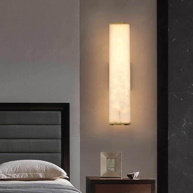 LuxRoyale Natural Marble Copper Alabaster LED Wall Lights, Northern European Luxury Light