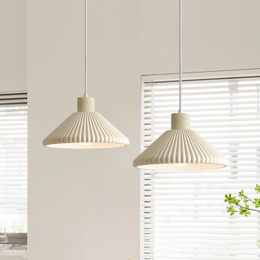 RoyaleGlow Modern Pleated Cone Pendant Light for Dining Room & Kitchen Island