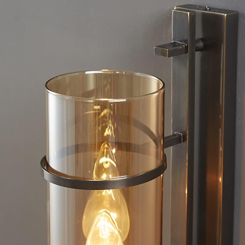 RoyaleGlow Farmhouse Brass Wall Sconce with Clear Cylinder Glass Shade - Royale Basic