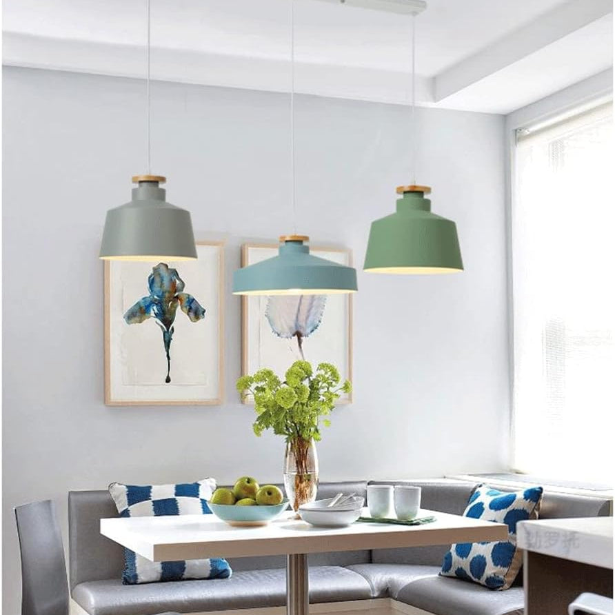 RoyaleGlow Modern Minimalist Metal & Wood Pendant Light - Hygge Style Hanging Lamp