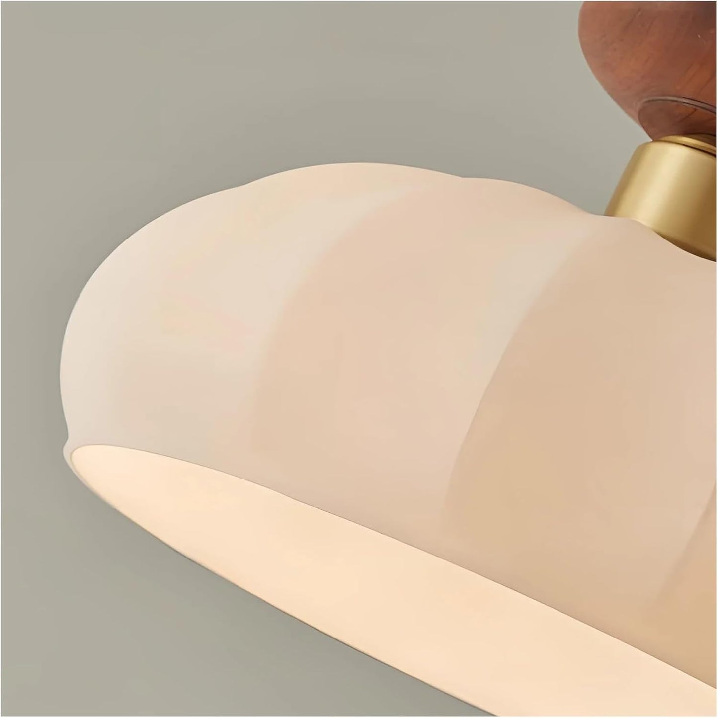 Royaleva Mid Century Glass and Wood Pendant Light with Brass Fittings
