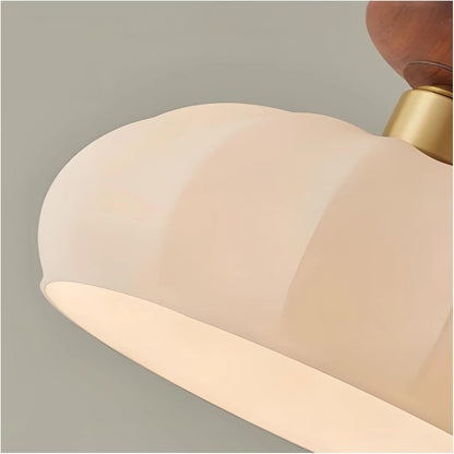 Royaleva Mid Century Glass and Wood Pendant Light with Brass Fittings