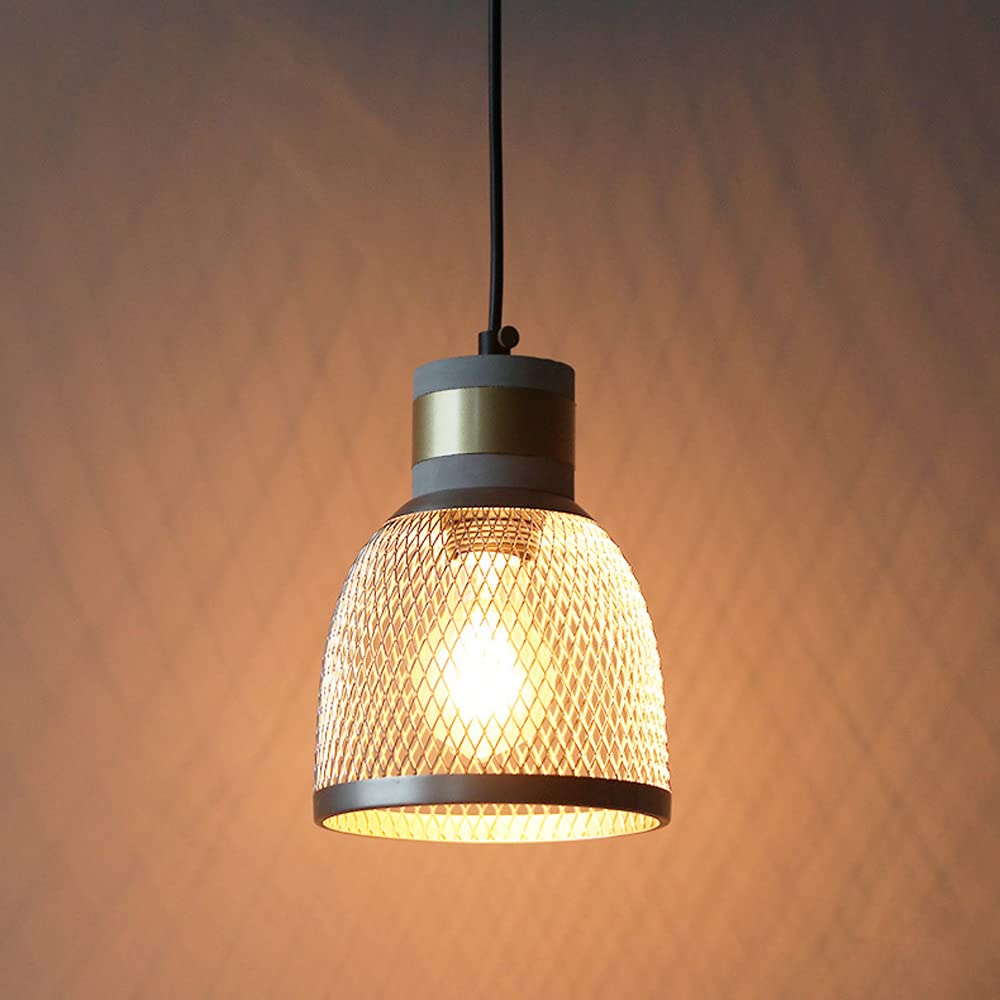 LuxRoyale Industrial Style Pendant Light for Cyber Loft, Vintage Charm, Mesh Cage Shade, Dimmable Edison Bulb