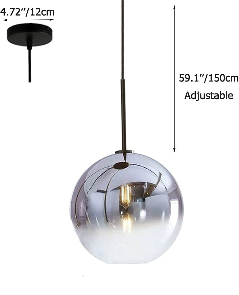RoyaleGlow Modern Glass Globe Pendant Light Clear Brass Hanging Fixture