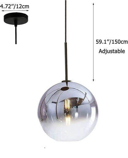 RoyaleGlow Modern Glass Globe Pendant Light Clear Brass Hanging Fixture