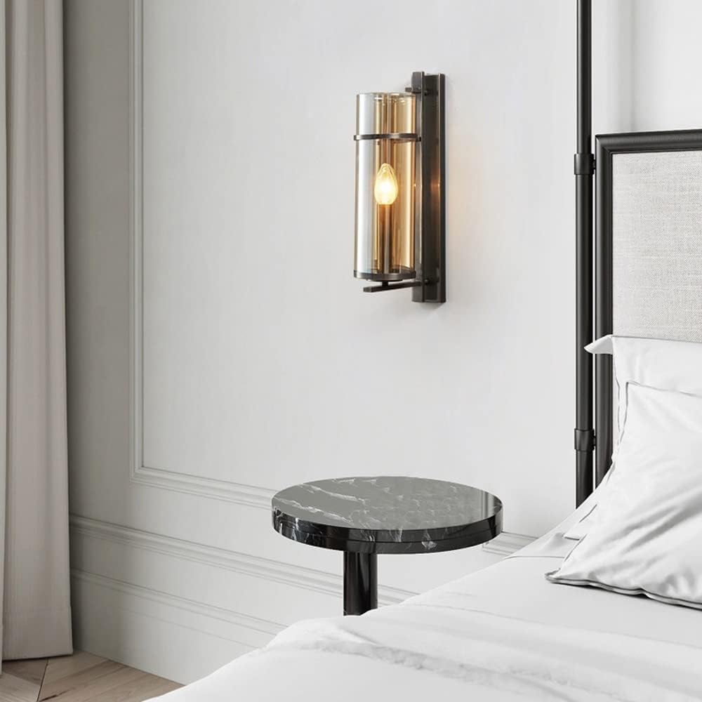 RoyaleGlow Farmhouse Brass Wall Sconce with Clear Cylinder Glass Shade - Royale Basic