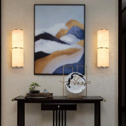 LuxRoyale Natural Marble Copper Alabaster LED Wall Lights, Northern European Luxury Light