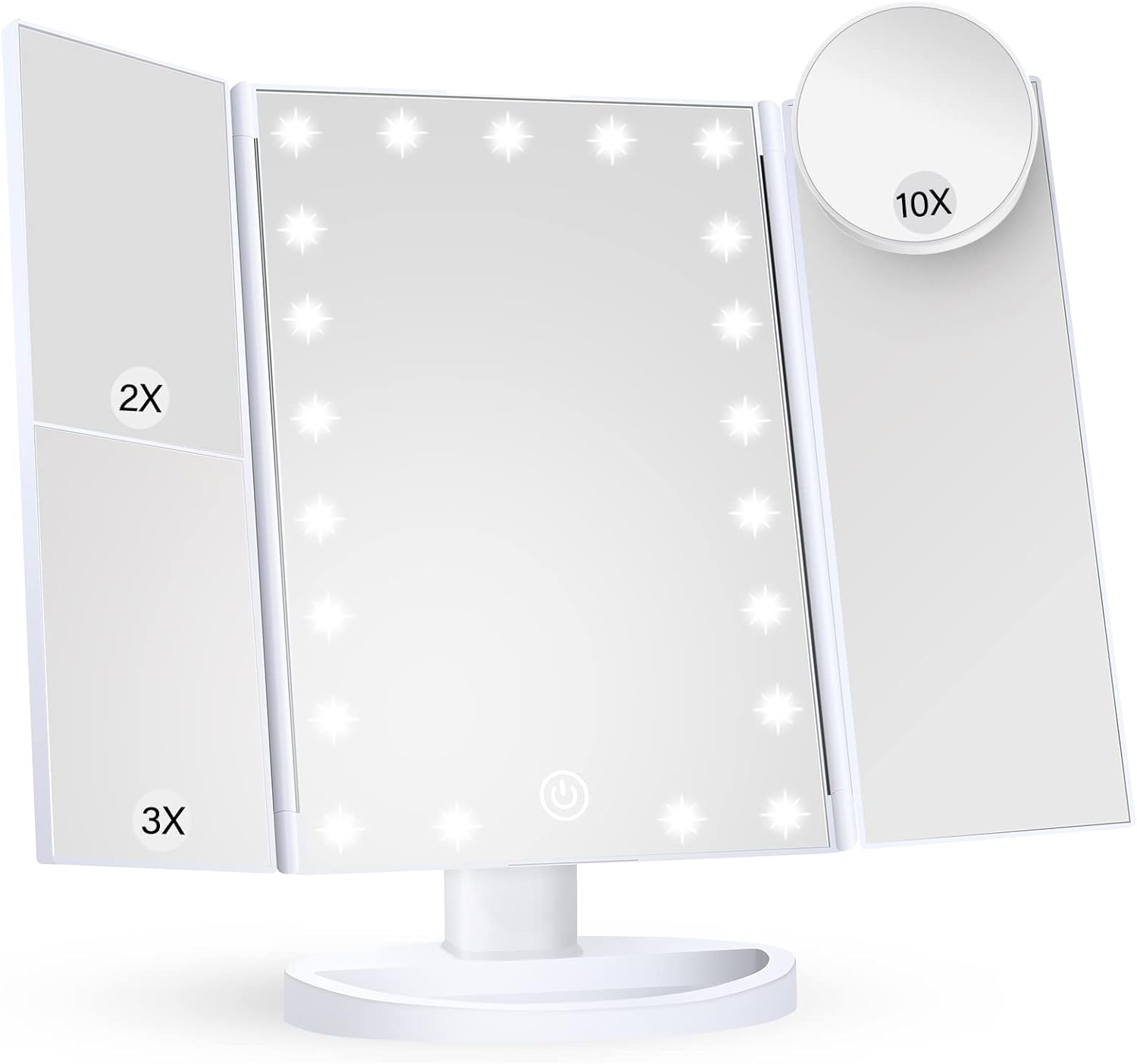 Luxora Tri-Fold Led Makeup Mirror With Light 2X 3X 10X