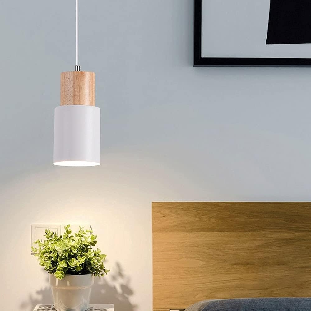 Royelux Modern Wood & Metal Cylinder Pendant Light - Minimalist Task Lighting