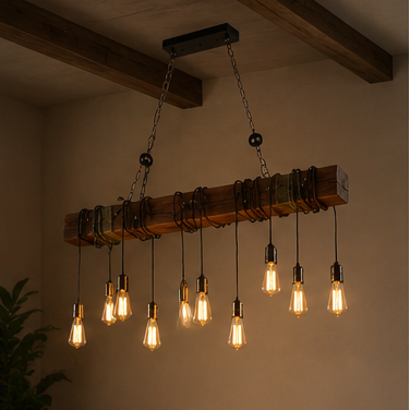 Royaleva Antique Industrial Wood LED Ceiling Light - Pendant Lamps For Vintage Home Decor
