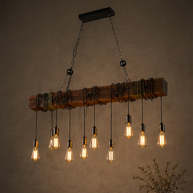 Royaleva Antique Industrial Wood LED Ceiling Light - Pendant Lamps For Vintage Home Decor