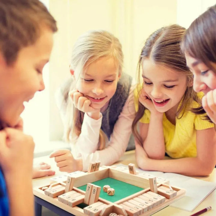 Wooden Dice Game – Fun & Educational Math Learning Game for Kids & Family with Solid Pinewood Design