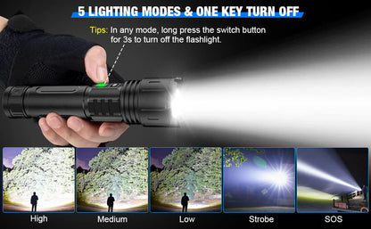 LuxRoyale World's Brightest Flashlight 100000 Lumens Rechargeable