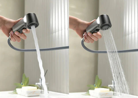 RoyaleGlow Bathroom Faucet With Rotating Retractable Hand Shower