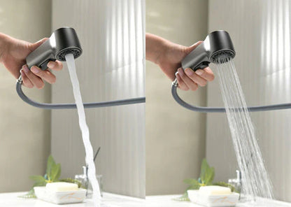 RoyaleGlow Bathroom Faucet With Rotating Retractable Hand Shower