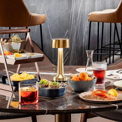Dimmable Retro Bar Style Table Lamp - Elegant LED Night Light for Cozy Ambiance - Gold / Cylinder