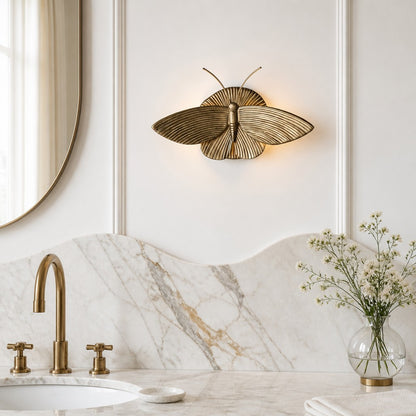 RoyaleGlow Art Deco Moth Wall Sconce - Gold Resin Vintage Accent Light
