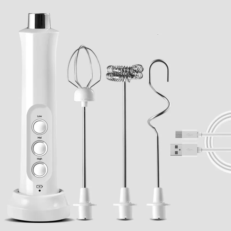 Royallure Wireless Electric Milk Frother 3-Speed Handheld USB Foam Maker