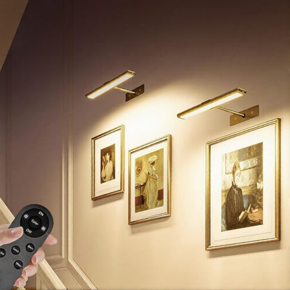 LuxRoyale Premium Brushed Gold Picture Light Rechargeable with Remote