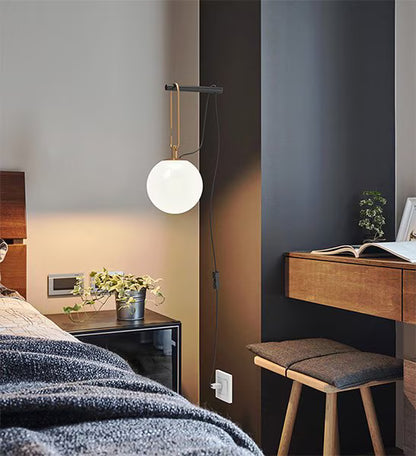 Luxora Globe Wall Lamp Mid-Century Metal Sconce for Bedroom Lighting