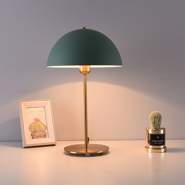RoyaleGlow Mid-Century Modern Brass Dome Table Lamp for Bedroom & Living Room