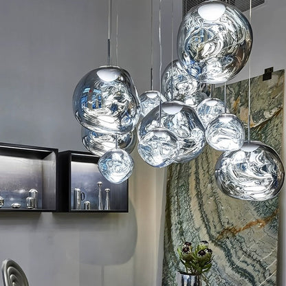 LuxRoyale Nordic Lava Chandelier-Modern Copper Irregular Glass Pendant Light