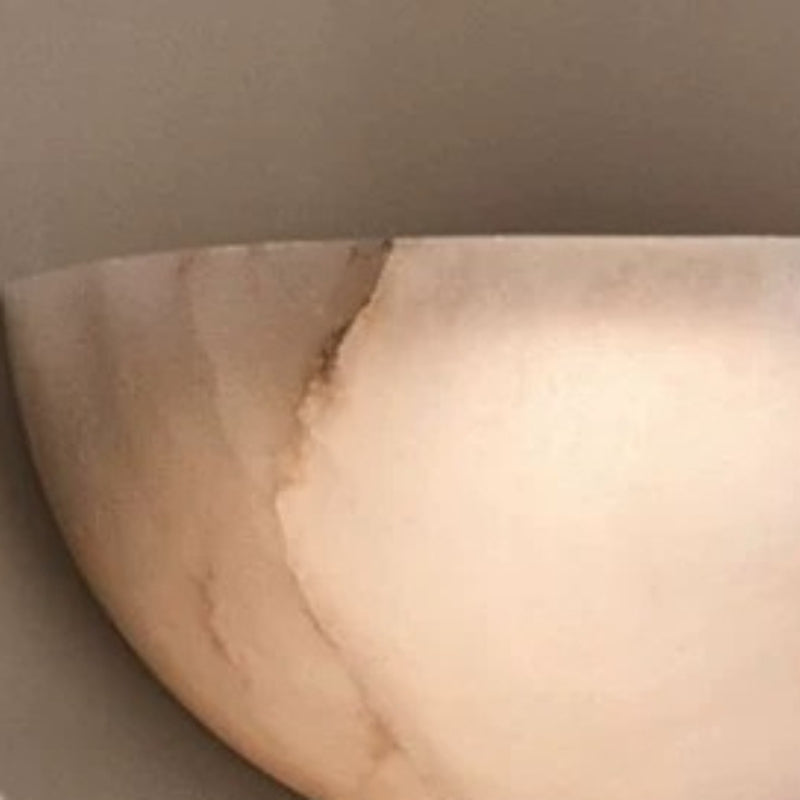 LuxRoyale Alabaster Wall Sconce-Elegant Half-Moon Uplight for Modern Interiors