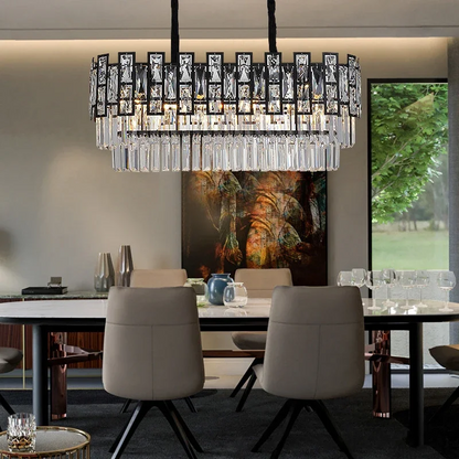 LuxRoyale Modern Crystal Chandelier Round Black Ceiling Light Fixture