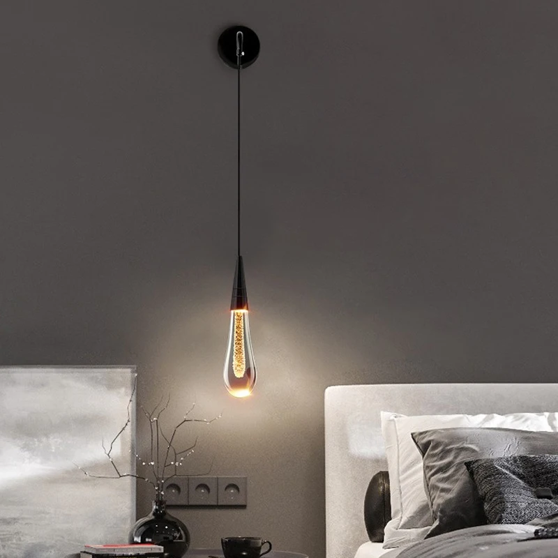 Royaleva Crystal Glass Wall Lamp, Modern Pendant Wall Light For Hallways, Bedrooms, Living Rooms