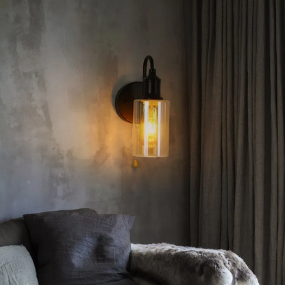 Lumora Modern Industrial Wall Sconce - Adjustable Dimmable Glass Pendant Fixture