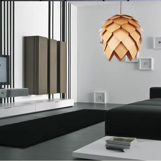 Lumora Pine Cone Wooden Pendant Light | Nordic Japandi Ceiling Lamp