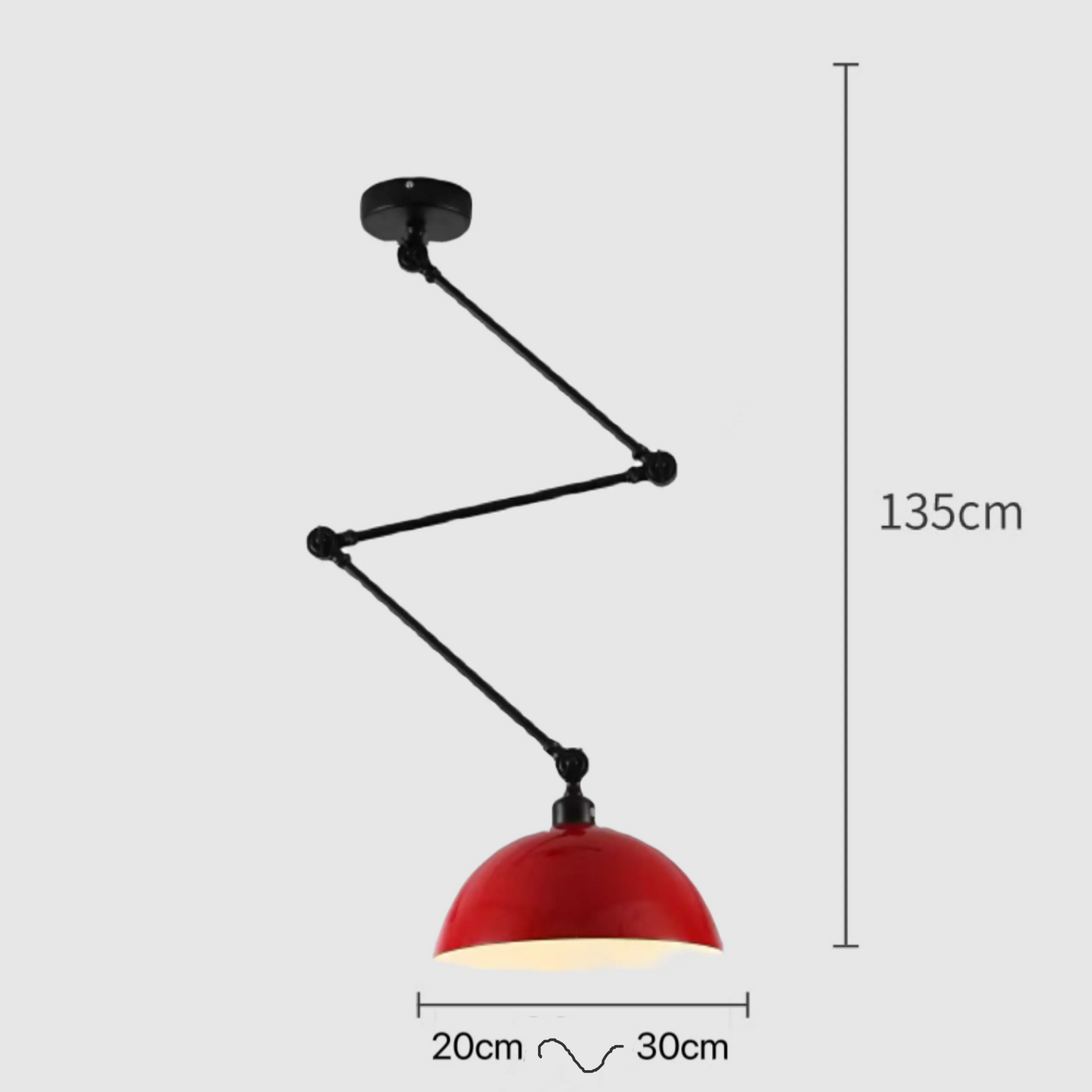 RoyaleGlow Adjustable Modern Dome Pendant Light - Black Folding Arm Ceiling Fixture