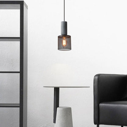 Royelux Industrial Concrete & Metal Pendant Light Fixture with Amber Glass Shade