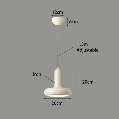RoyaleGlow Cream Matte Metal Nordic Pendant Light, Warm LED Kitchen Dining