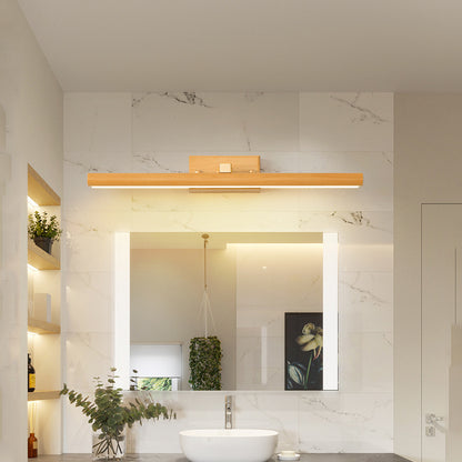 Royaleva Modern Walnut & Brass 360° Rotatable LED Wall Light, Wooden Mirror Wall Light
