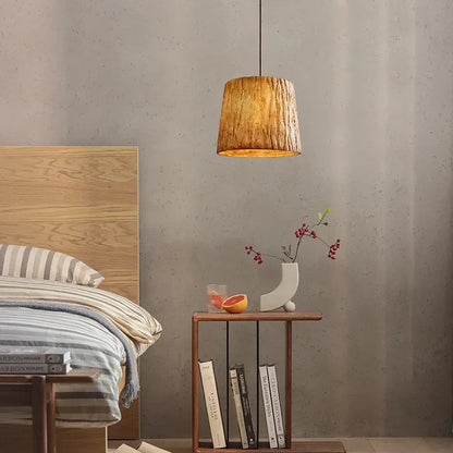 Lumora Natural Wooden Pendant Light, Rustic Modern Warm Ambient Home Decor Fixture