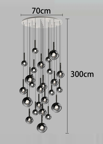 RoyaleGlow Modern Glass Bubble Pendant Chandelier for High Ceilings & Staircases