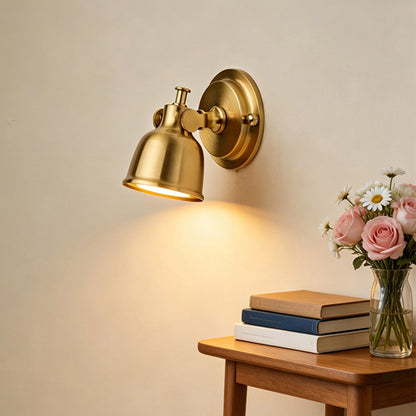 Royelux Vintage Brushed Brass Bell Wall Sconce - Adjustable Industrial Accent Light