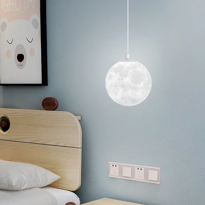 LuxRoyale Moon Pendant Light - 3D-Printed Lunar Surface Chandelier, Warm Ambient Glow