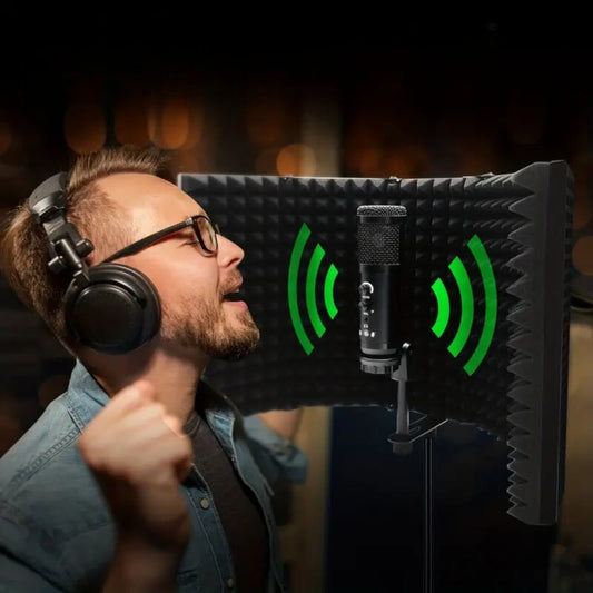 Portable voice recording sound isolation booth with superior soundproofing, acoustic panels, and noise reduction. Ideal for podcasters, voice-over artists, and musicians. Compact design with adjustable lighting and ventilation.