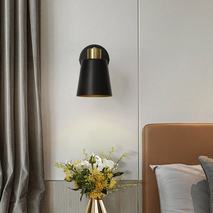 Royaleva Modern Brushed Black Gold Conical Wall Sconce, IP20 Conical Wall Light