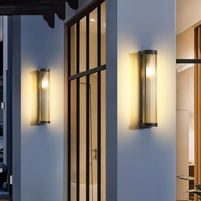 Royelux Solar Outdoor Vintage Ribbed IP65 Wall Sconce Light Fixture