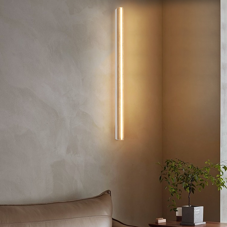 RoyaleGlow Dimmable LED Wall Sconce - Natural Yellow Travertine Wabi-Sabi Lighting