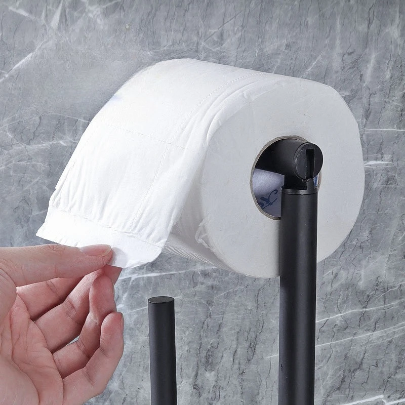 Lumora Toilet Paper Holder With Integrated Brush - Space-Saving Modern Bathroom Organizer For Daily Use