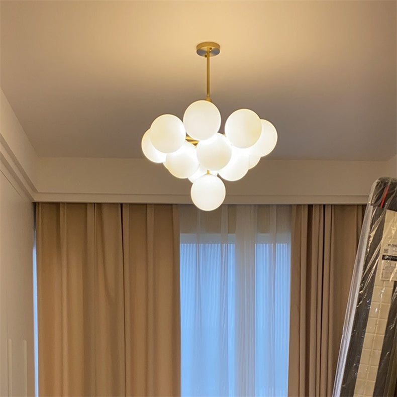 Royelux 13-Light Mid-Century Modern Brass Gold Bubble Chandelier Pendant