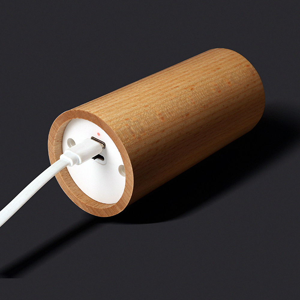 LuxRoyale Minimalist Wood LED Lamp- USB Rechargeable Warm Ambient Light