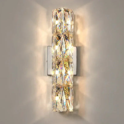 RoyaleGlow Dimmable LED Crystal Wall Sconce - Modern Cylindrical Up-Down Lighting